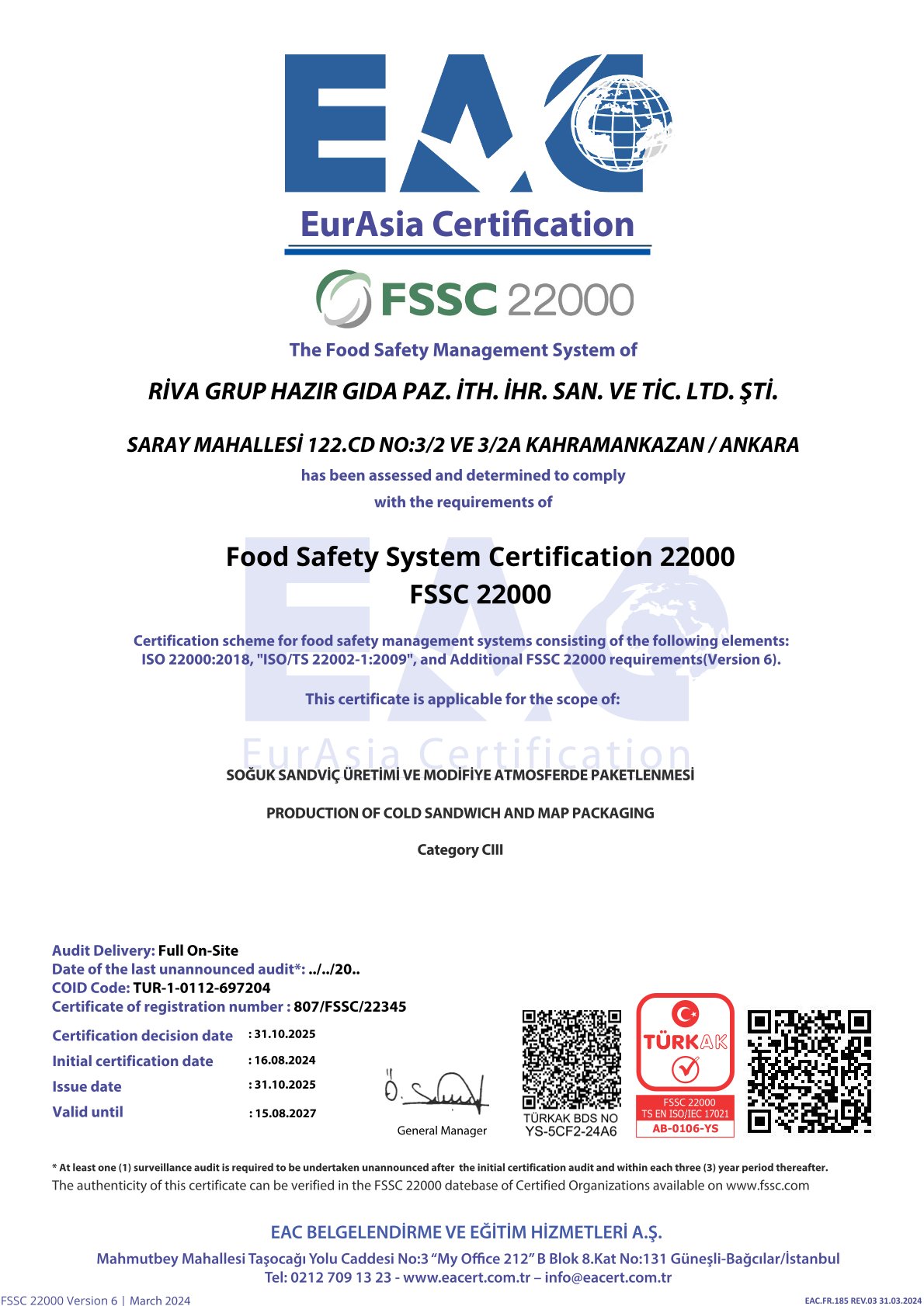 EurAsia Certification (2025)