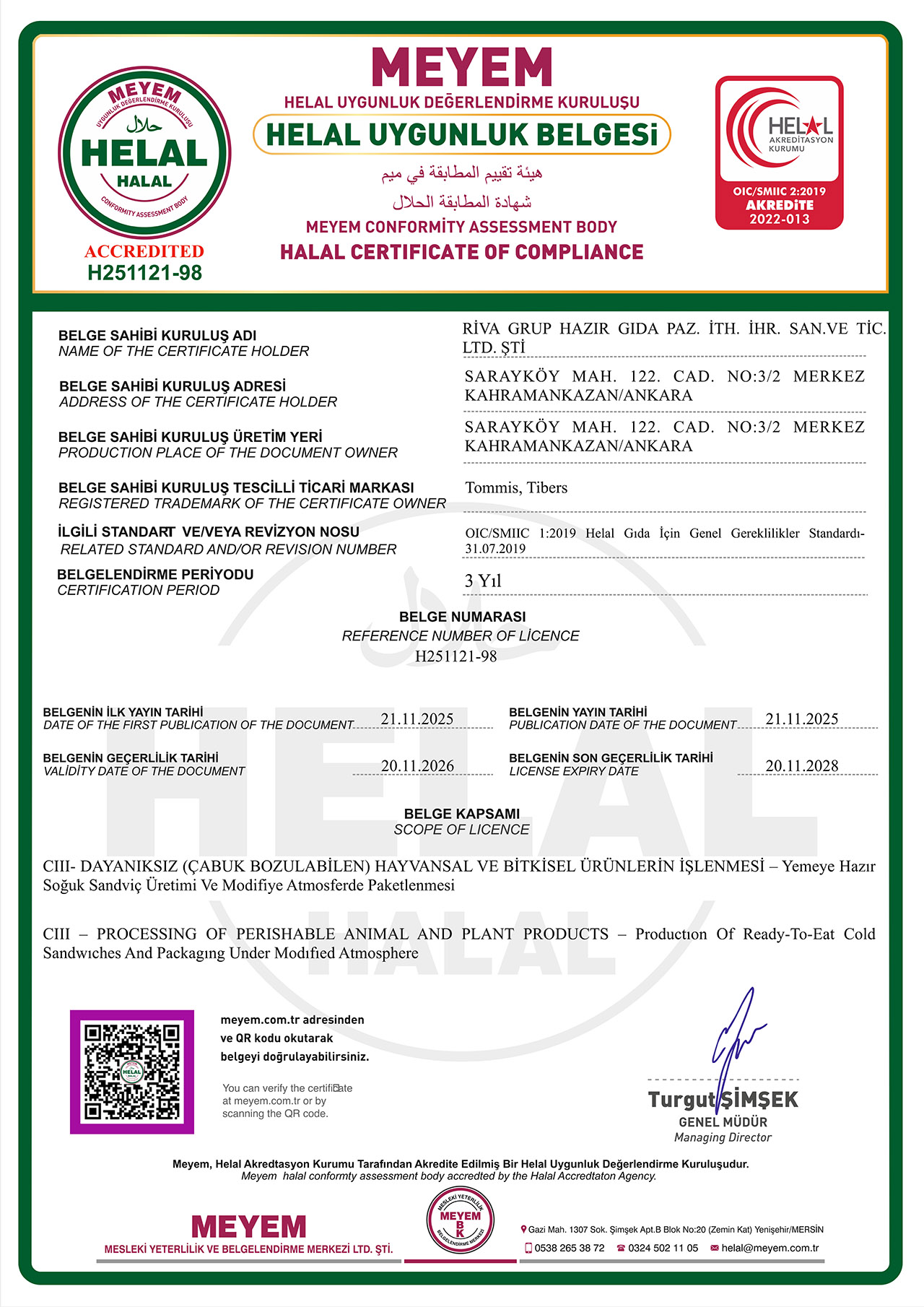 Helal Uygunluk Belgesi